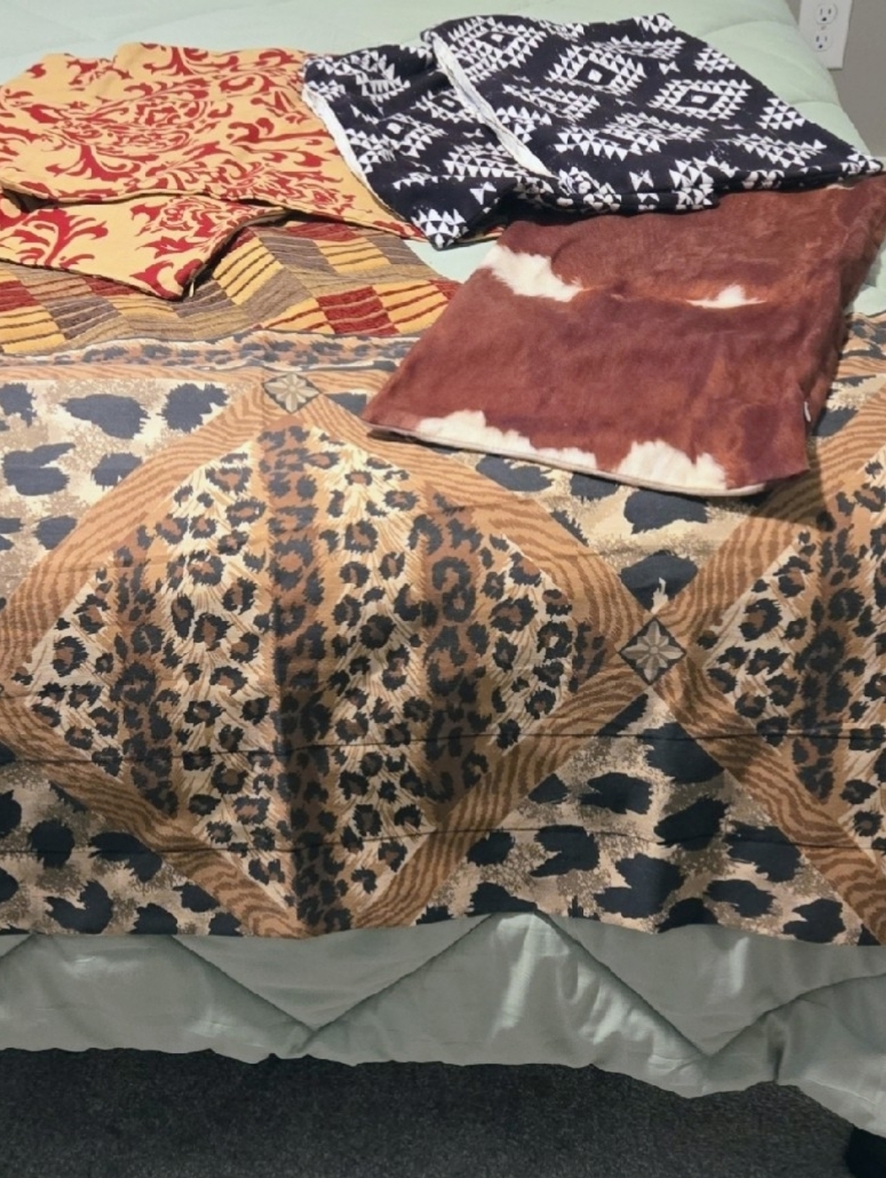 Accent Pillow Covers Bundle Red, Brown, Black, Cream.